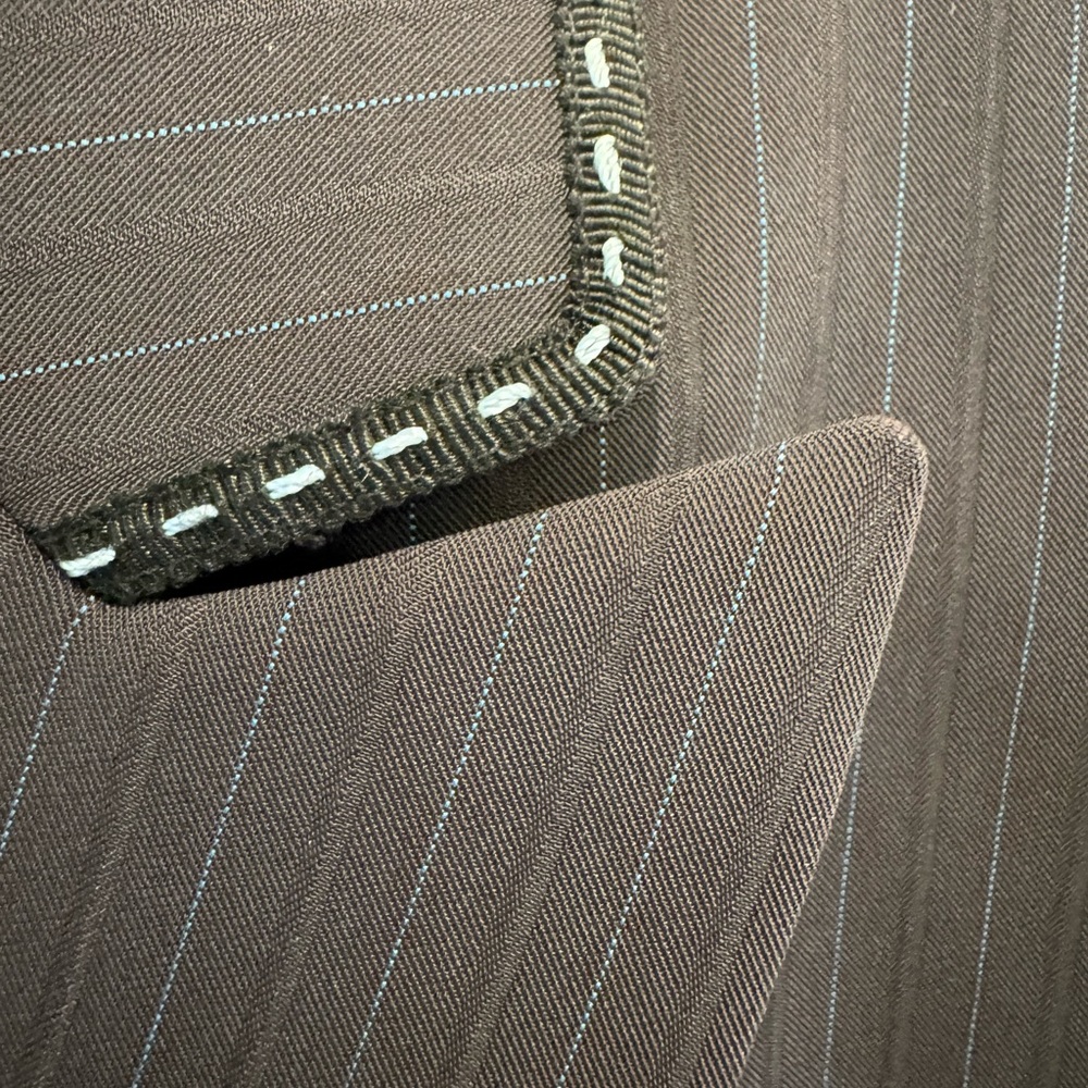 Tahari ASL Dark Gray with Blue Pinstripe Single-Button Blazer and Lt Blue Lining - Picture 10 of 10
